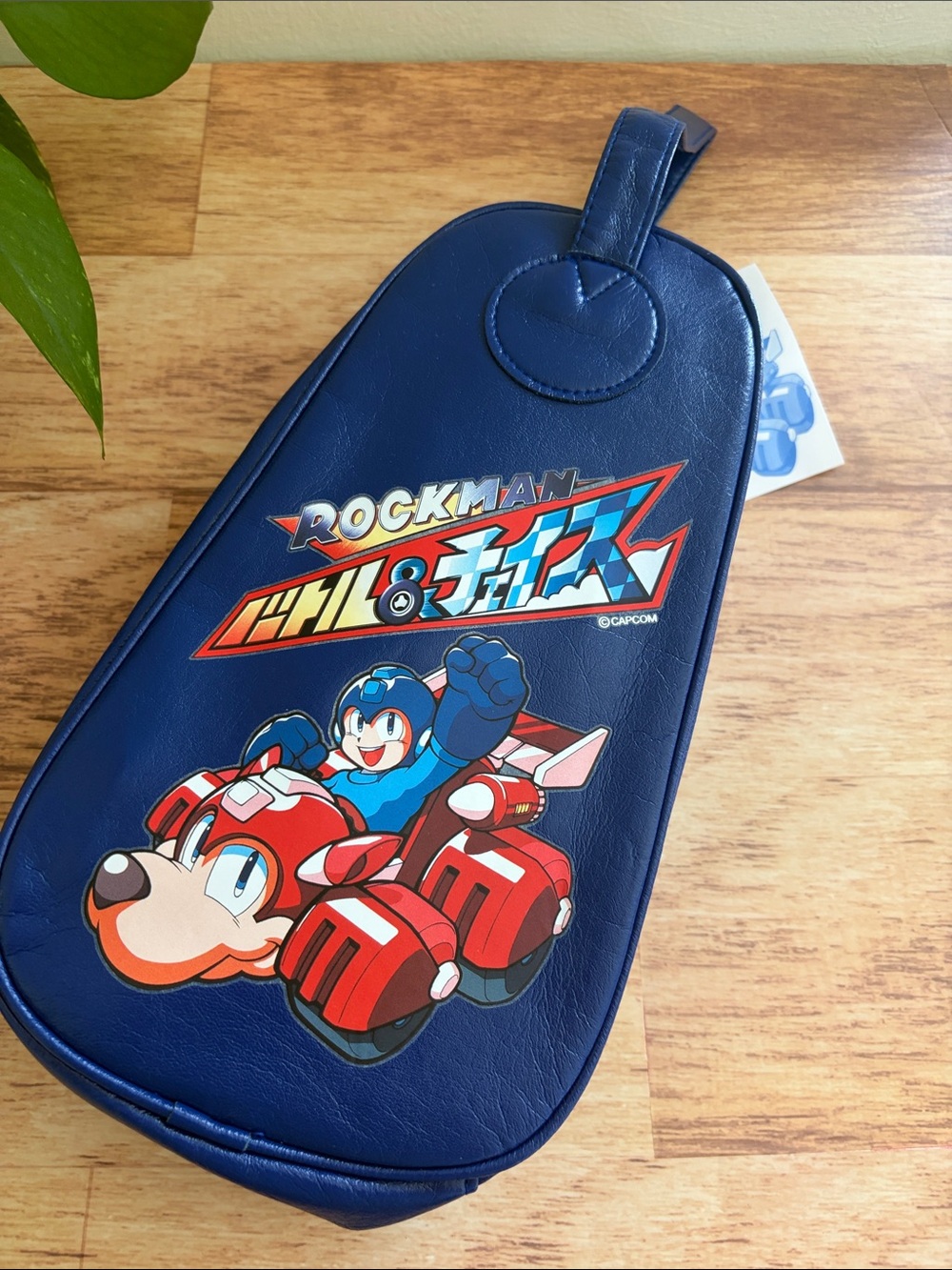 Vintage Japanese Rockman/Mega Man Blue Vinyl Character Pouch